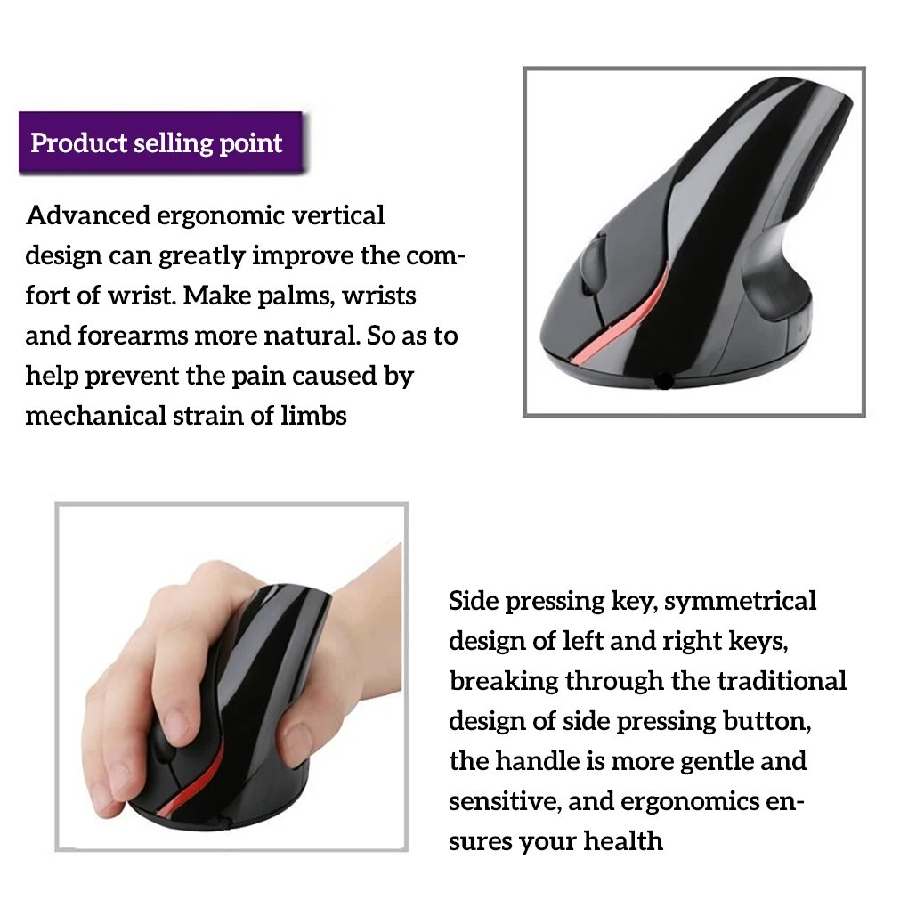 GMK+ Ergonomic Shiny Black Gaming Mouse