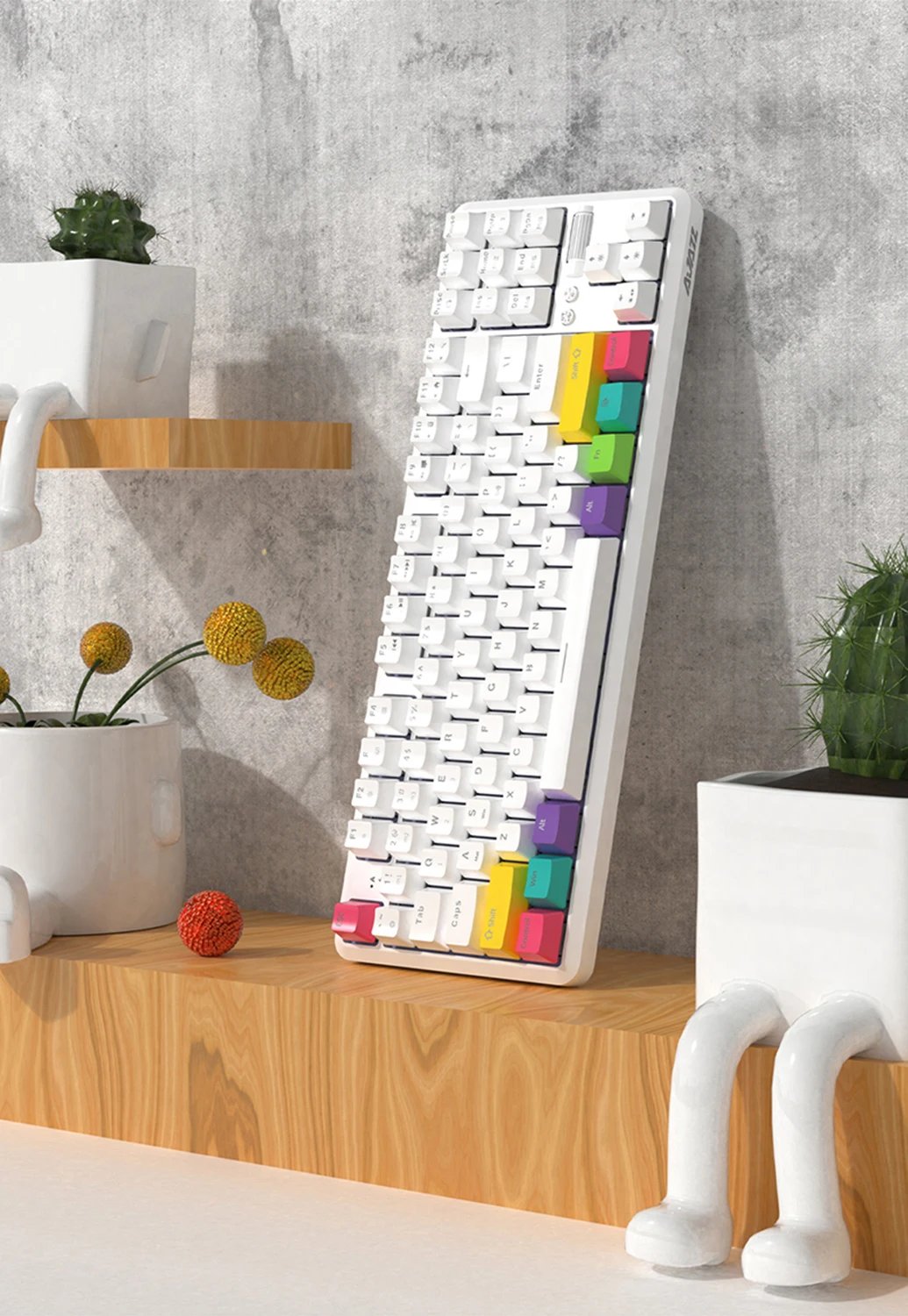 GMK+ Rainbow White Full Mechanical Keyboard