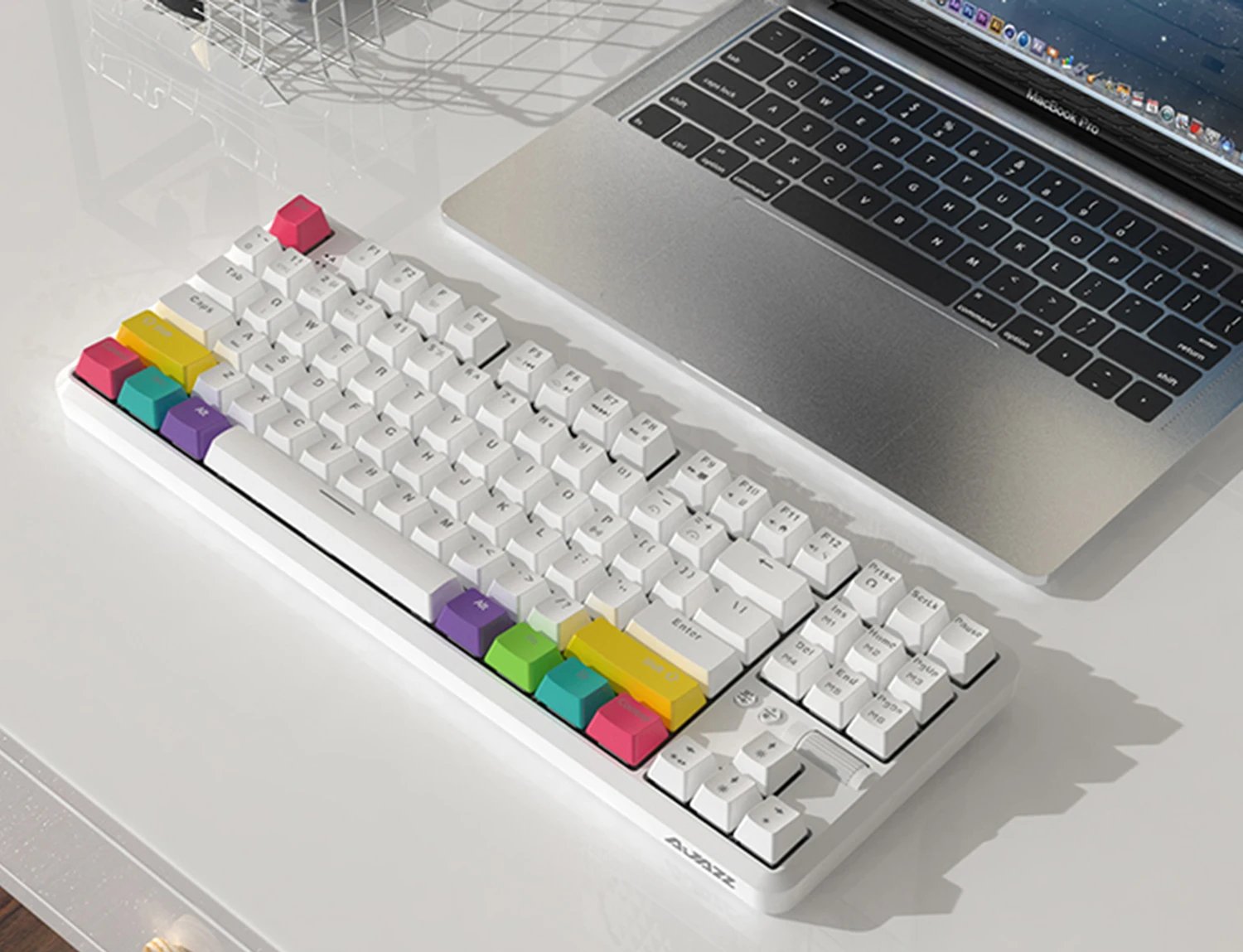 GMK+ Rainbow White Full Mechanical Keyboard
