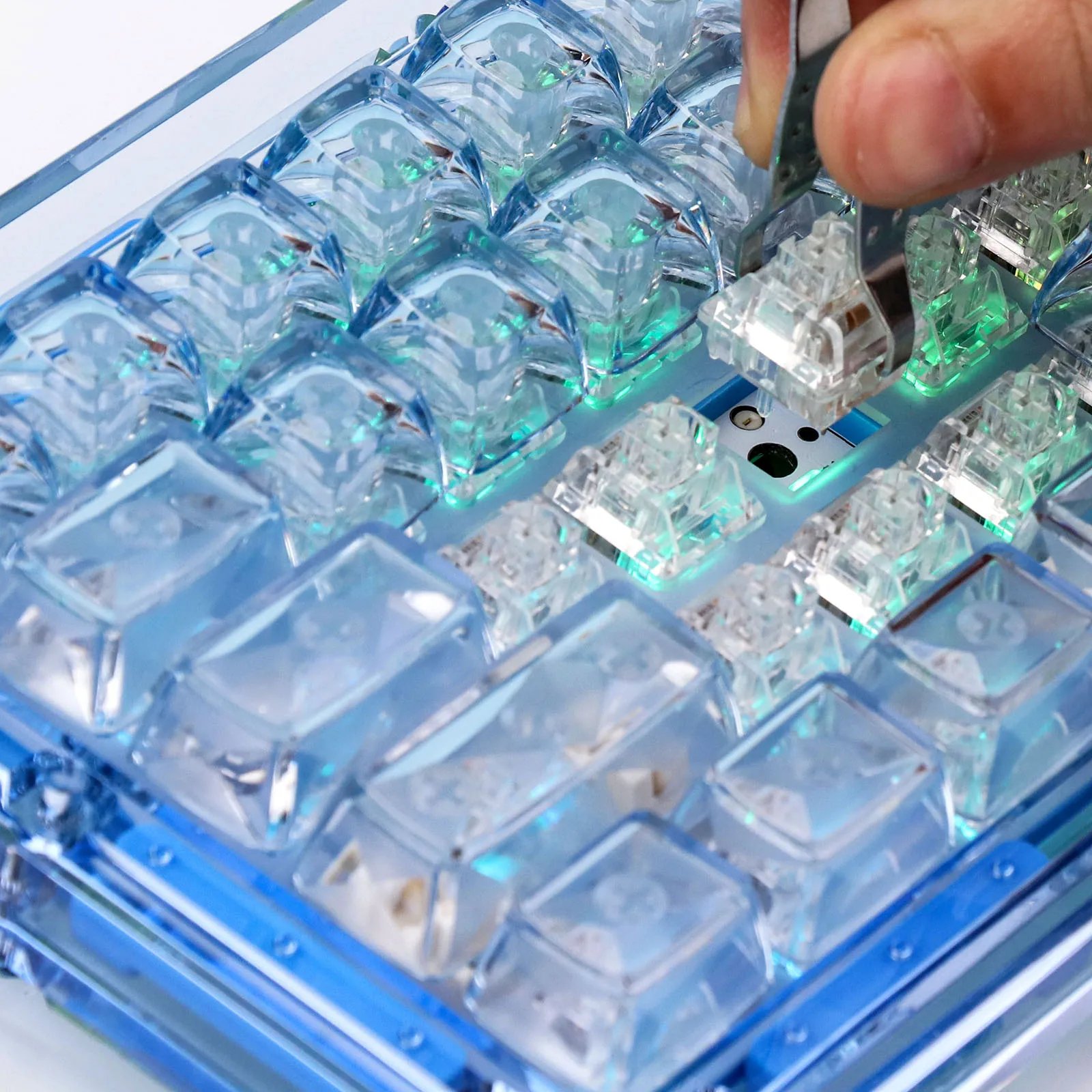 GMK+ Transparent Blue Full Mechanical Keyboard