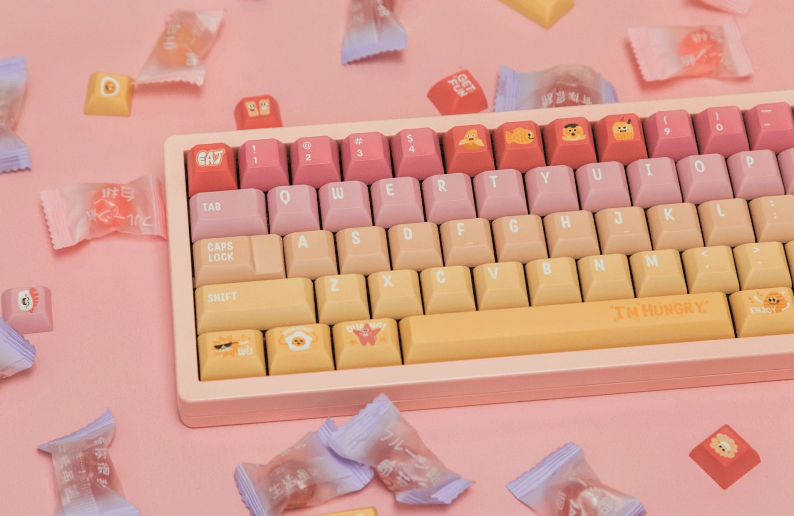 GMK+ Yellow Rainbow KCA Custom Keycap Set