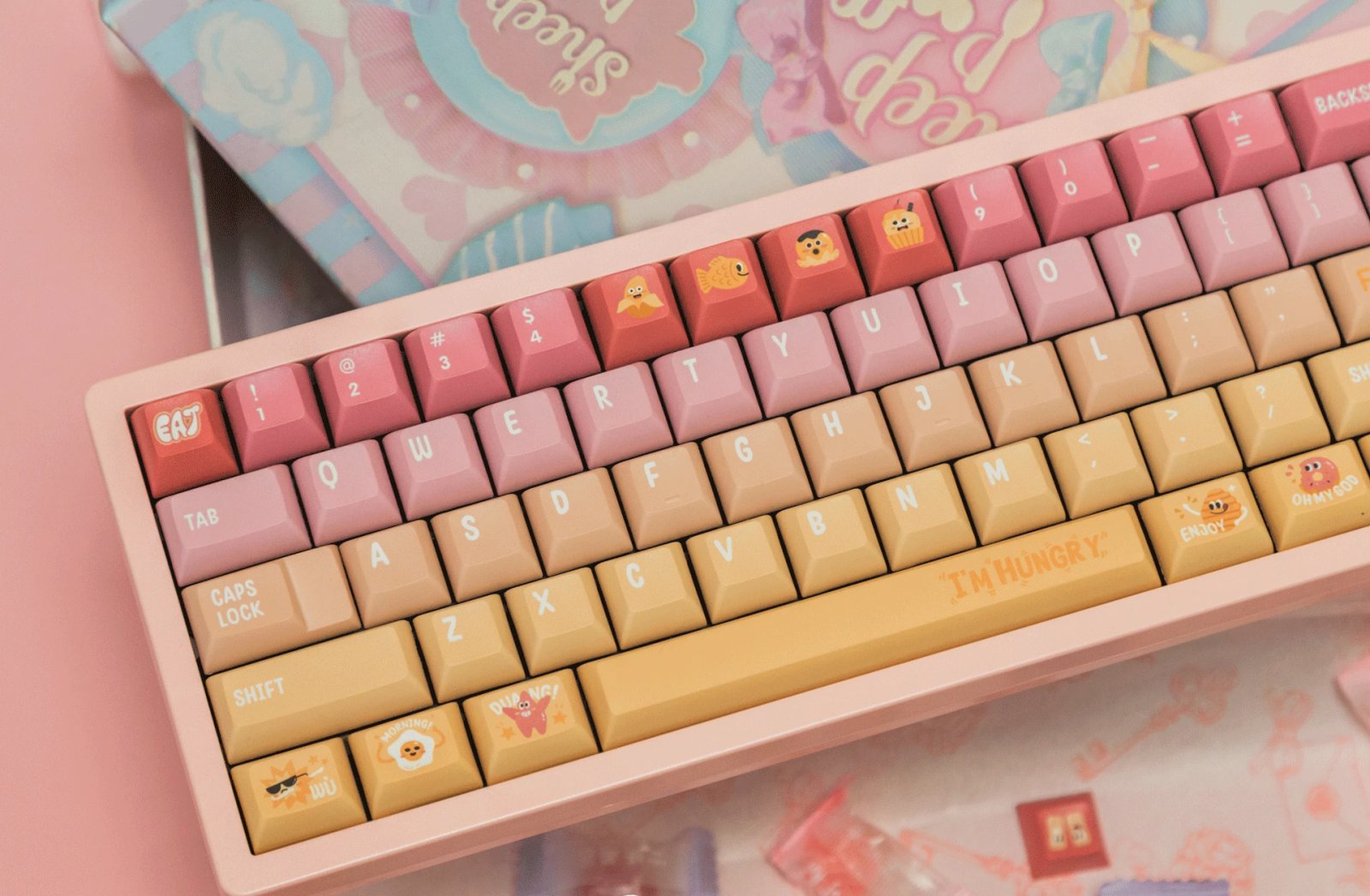 GMK+ Yellow Rainbow KCA Custom Keycap Set