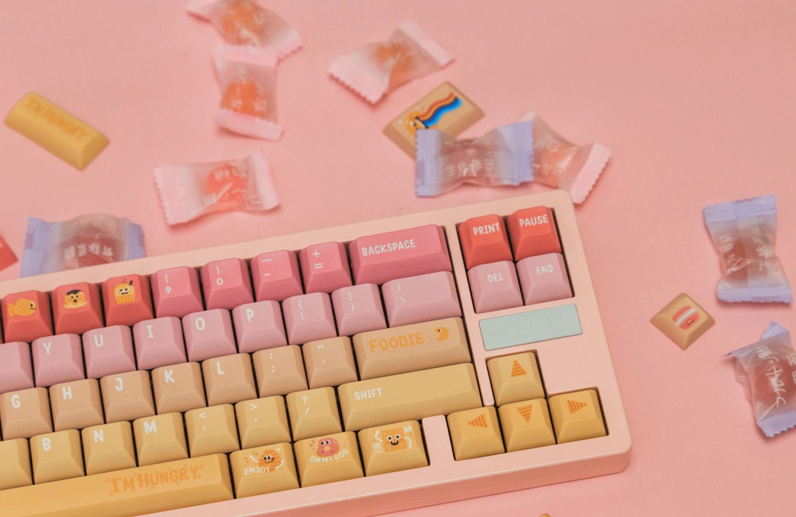 GMK+ Yellow Rainbow KCA Custom Keycap Set